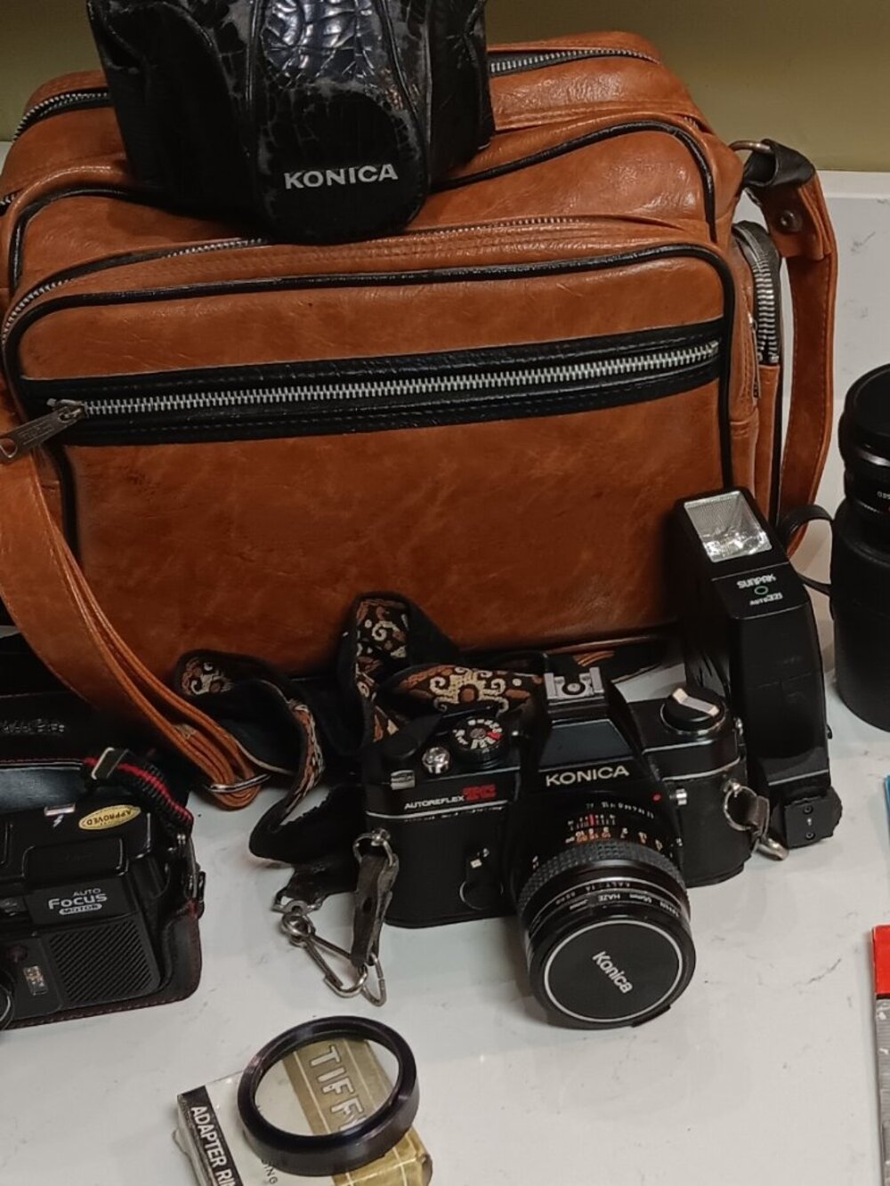 Vintage 35mm Konica / Yashica Camera's W/ Bag & Accessories